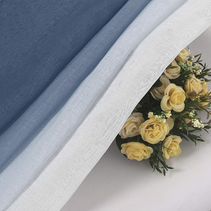 DWCN Blue Ombre Faux Linen Sheer Curtains - Image 5