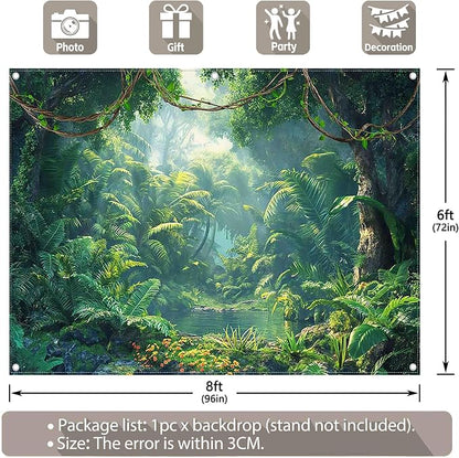 Fabric 8x6ft Jungle Forest Photography Backdrop Rainforest Banner | Tropical - Image 3