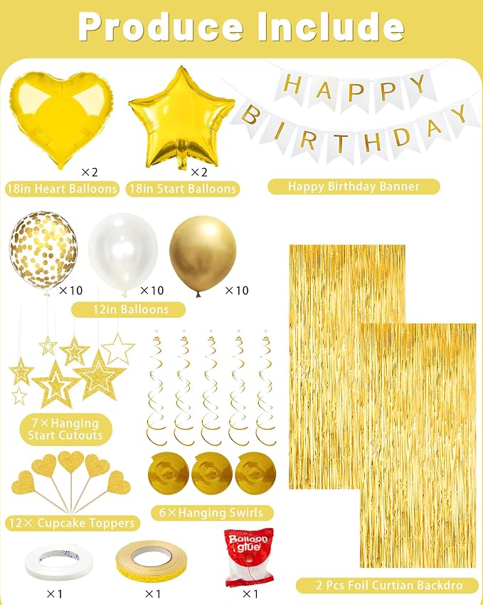 Golden Happy Birthday Party Decorations - Image 4