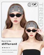 Grommet Headband for Women, Dark Gray 23cm Hollow Out Elastic Hair Band, Eyelets Punk Grunge Stylish Hairband