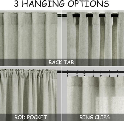 Sage Green Curtains 132 Inches Long 2 Panels - Image 3