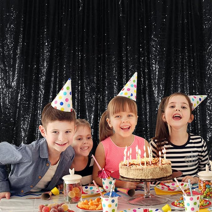 Juya Delight Black Sequin Backdrop, 4FTx6FT NO See-Through Photobooth Backdrop - Image 2