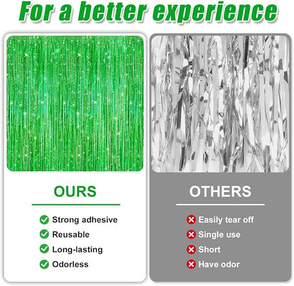 5 Pack 3.3 x 9.9 ft Holographic Green Tinsel Streamers Party Decorations | Foil - Image 3