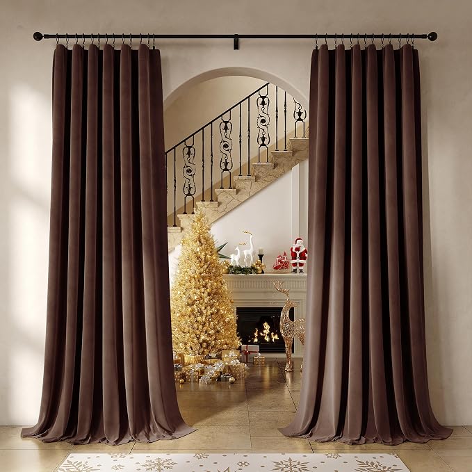 Beauoop Coffee Brown Velvet Curtains by Beauoop