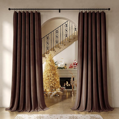 Beauoop Coffee Brown Velvet Curtains by Beauoop
