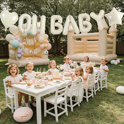 TONIFUL 16 Inch Cream White OH BABY Letter Balloon, OH BABY Ivory White - Image 3