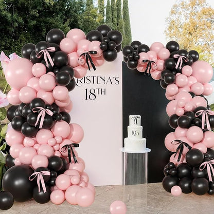 141Pcs Pink and Black Balloon Arch Kit, Birthday Decorations | Pink and Black - Image 4