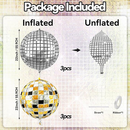 6pcs 22 Inch Multicolor Disco Ball Balloons - Image 4