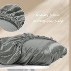 Manyshofu Satin Pillowcases for Hair Protection - 1Pcs Grey Pillow Cases, Elastic Band Standard & Queen Satin Pillowcases Luxury Silky Pillow Cases Travel Pillow Covers