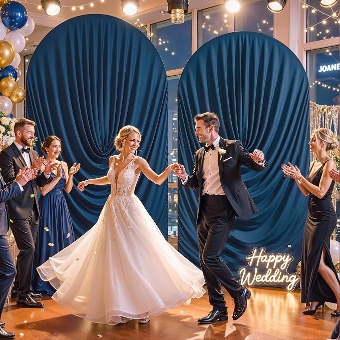 Navy Blue Wedding Arch Backdrop Cover 7.2ft and 6ft Draped Arch Covers Stretchy - Image 2