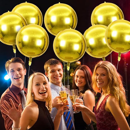 8 Pcs Gold Round Foil Balloons 22 Inch 4D Gold Mylar Orbz Round Balloons - Image 5