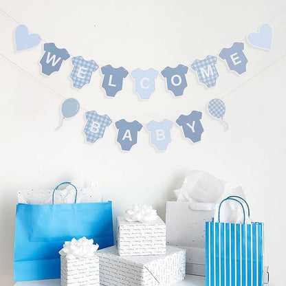 Blue Gingham Baby Shower Banner - Image 4