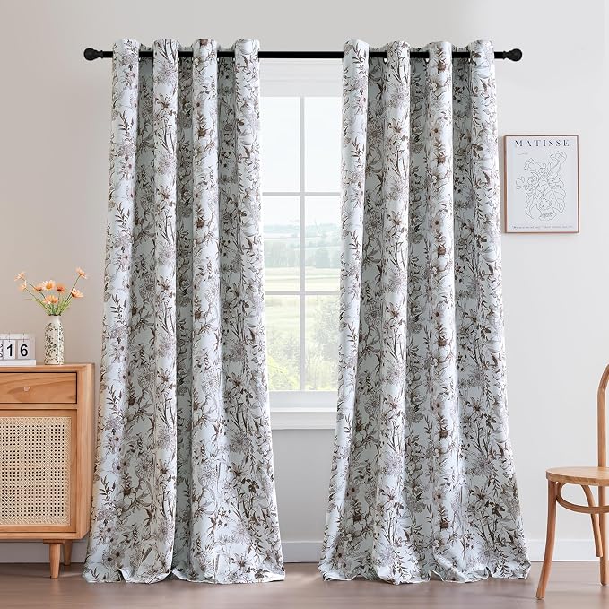 H.VERSAILTEX Blackout Curtains 96 Inch Length 2 Panels Set Floral Print Curtain by HVERSAILTEX