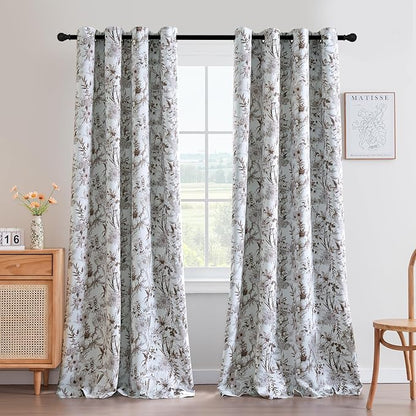 H.VERSAILTEX Blackout Curtains 96 Inch Length 2 Panels Set Floral Print Curtain by HVERSAILTEX
