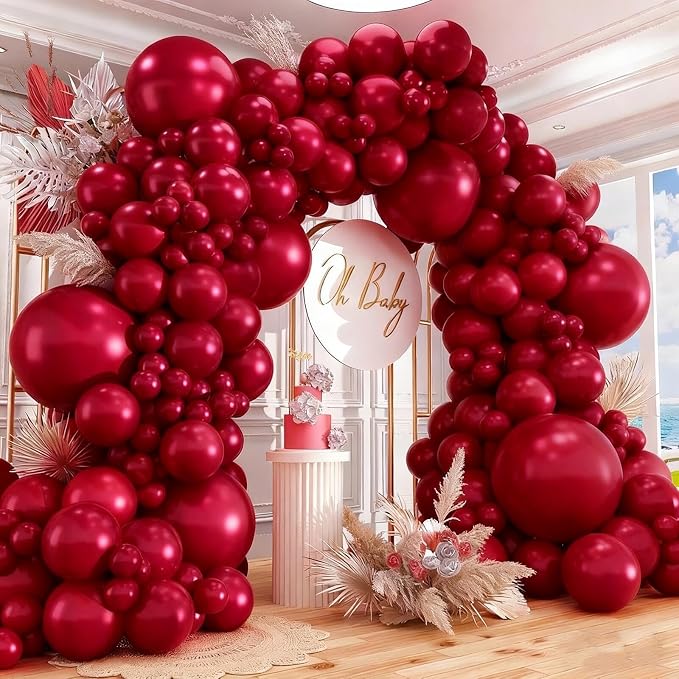 412pcs Ruby Red Balloon Arch Kit, 18 12 10 5 Inch Different Sizes Matte Latex by PAXILE