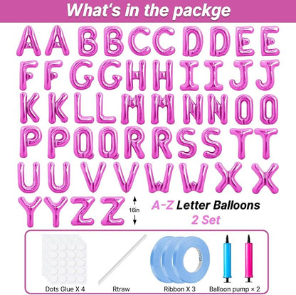 LIOZEOKUN Letter Balloons 16 Inch Alphabet A-Z Mylar Foil Balloons 2 Set - Image 2