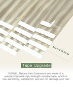 SURNEL Injected Seamless Tape in Hair #18P60 Ash Blonde with Platinum Blonde Seamless Tape Ins Upgraded Seamless Remy Invisible Tape in Extensions 16 Inch 20 Pcs 35g(#18P60,16)