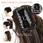 Claw Clip Ponytail Extension 18 Inch Curly Wavy Ponytail Extension Jaw Clip on Pony Tails Hairpiece for Women Fluffy Natural Synthetic for Daily Use (Dark Brown with Auburn Blonde)