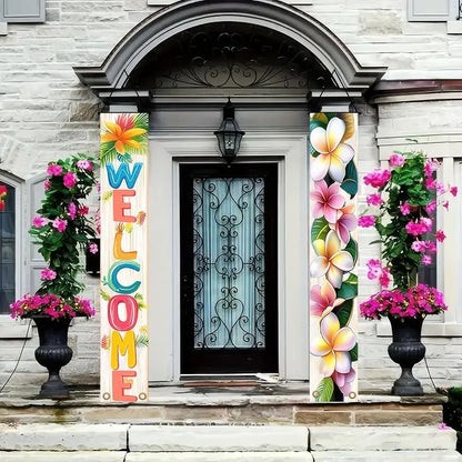 BlissYard 2pcs Welcome Summer Door Banner Porch Sign Hawaiian Decorations - Image 5