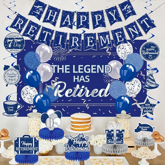 Happy Retirement Party Decorations Men Women, Happy Banner, Hanging Swirls - Image 2