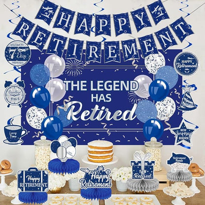 Happy Retirement Party Decorations Men Women, Happy Banner, Hanging Swirls - Image 2