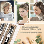 Rhinestone and Crystal Hair Clips 2-Pack, Sparkly Barrettes & Elegant Bling Accessories for Women & Girls(Set8)
