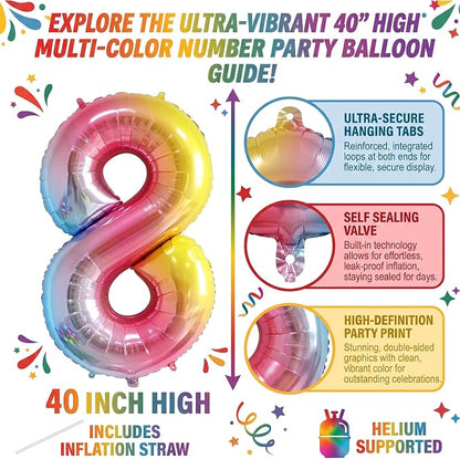 40 Inch Rainbow Foil Number 18 Balloon - Image 2