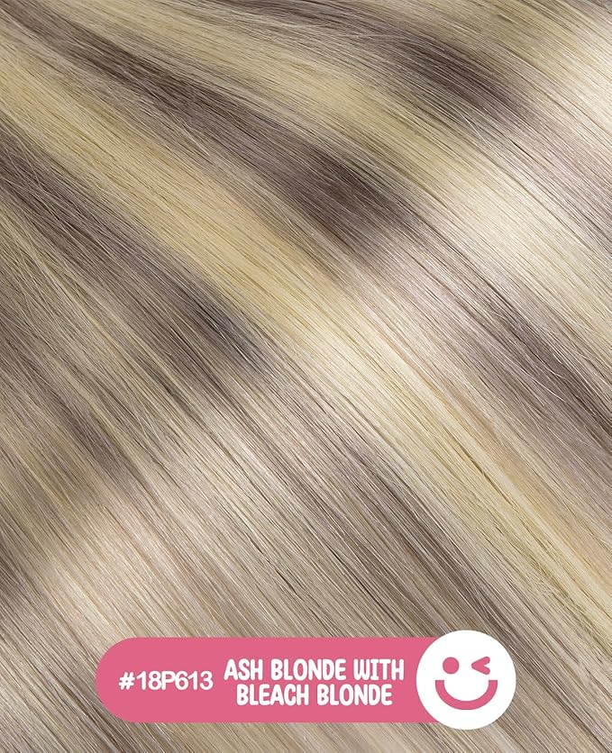 Youngsmile Injection Tape in Hair Extensions Human Hair #18P613 Ash Blonde with Bleach Blonde Real Human Hair 20pcs 30g 14 Inch Injected Tape in Hair Extensions Seamless Tape ins (#18P613,14'')