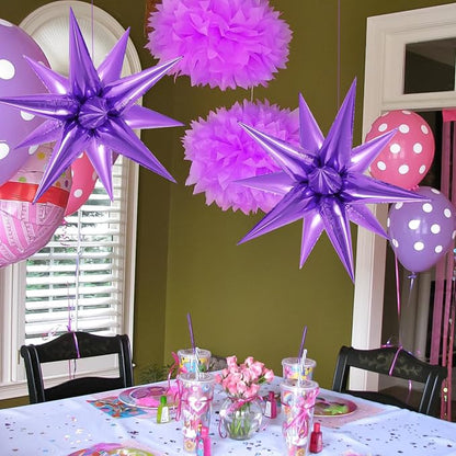 72 Pcs Star Balloons Foil Explosion Balloons Magic 12 Point Star Cone Balloon - Image 3