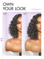 LUVME HAIR 5X5 Deep Curly 12 Inches 100% Human Hair Wigs Curly Deep Wave Glueless Lace Front 12 Inches, Pre Cut Plucked Hd Lace Short Wig Ready To Go Natural Color Straight Bleached Knots Black Wigs