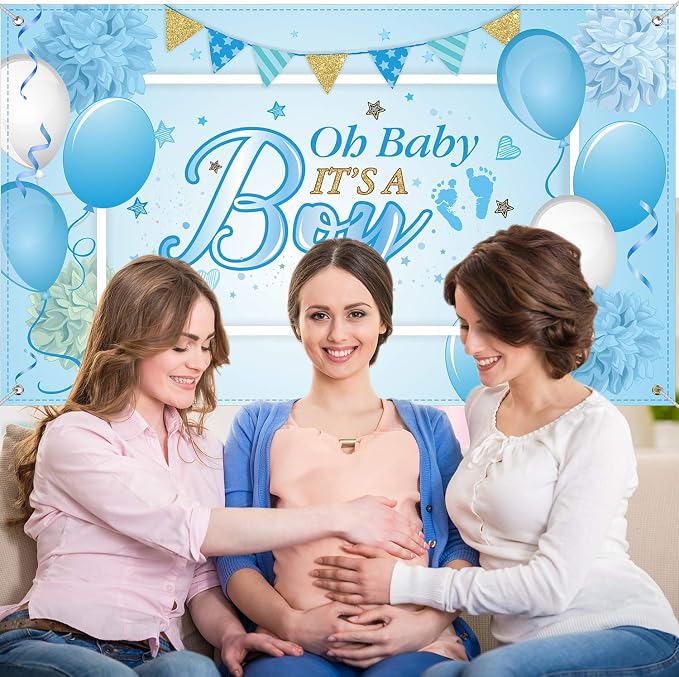 Blulu Baby Shower Backdrop It's a Boy Banner 6 x 3.6 ft Large Blue Durable - Image 5