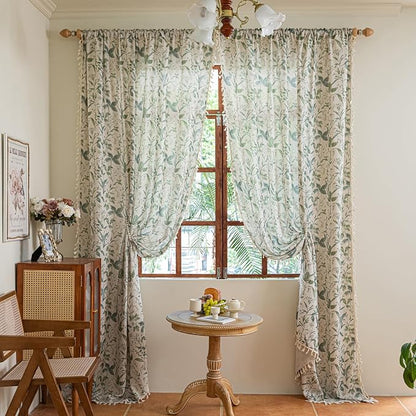ENJOYBRIDAL Floral Curtains 84 Inches Semi Sheer Boho Drapes - Image 4