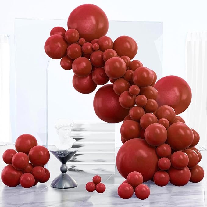 PartyWoo Burgundy Balloons 152pcs Dark Chestnut Red Maroon Color | 18 12 10 5 by PartyWoo