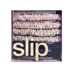 slip Skinny Scrunchies Multi | Set of 6 Pure Silk Skinny Scrunchies | Includes 2 Pink, 2 Caramel, 2 Black | 100% Mulberry Silk, Anti-Crease, Gentle on Hair, Reduces Breakage | Stylish & Durable