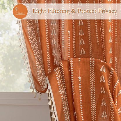 Boho Burnt Orange Curtains - Image 9