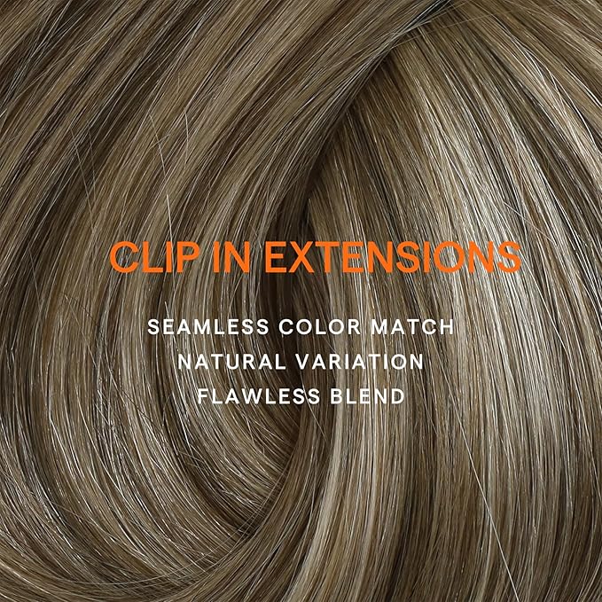 Full Shine Clip in Hair Extensions Human Hair Brown Balayage Hair Extensions Clip ins Real Human Hair Brown Ombre Platinum Blonde Clip in Extensions Straight 16 Inch 7 Pcs 120 G