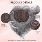 LEEONS Hair Toppers for Women Bob Toppers Hair Pieces for Women with Thinning Hair 360° 3D Cover Short Bob Wig Topper with Clip in Bangs Hair Pieces (Grey Mixed)