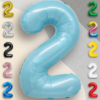 Candy Blue Number Balloon 2 Mylar Foil Balloons 32 inch - Image 2