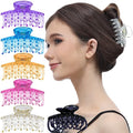 RC ROCHE 6 Pcs Double Claw Hair Clip Tooth Claw Clip Grip Tooth Jaw Clamps Thin Fine Hair Strong Hold No Slip Undo Clutchers for Women, Medium Transparent Multicolor