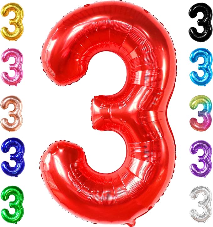 KatchOn Red Number 3 Balloon 40 Inch, 3 Birthday Decorations | Red Foil Number by KatchOn