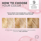 L'Oreal Paris Excellence Crème Permanent Hair Dye, Triple Care Hair Color with Pro-Keratine Complex for 100% Gray Hair Coverage, 9 Light Natural Blonde, 1 Kit