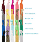 79Style Fabric Hair Ties Set: 60 Pieces - Elastic Ribbon Knotted Ponytail Holders, No Damage Cloth Flat Bands for Women and Girls (40 Ribbon Ties + 20 Black Ties)