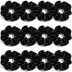 Velvet Scrunchies for Women Girls, 12 Pcs Black Classic Hair Scrunchie Elastic Thick Scrunchy Hair Ties, Soft Ponytail Hair Accessories