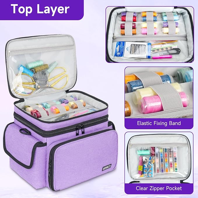 LEFOR·Z Sewing Supplies Organizer Storage Bag, Sewing Box | Double-Layer Sewing - Image 3