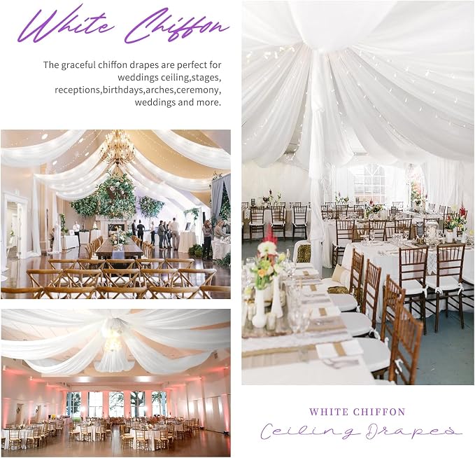 6 Panel White Wedding Drapes - Image 6