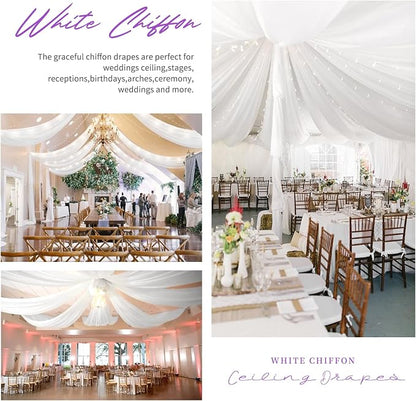 6 Panel White Wedding Drapes - Image 6