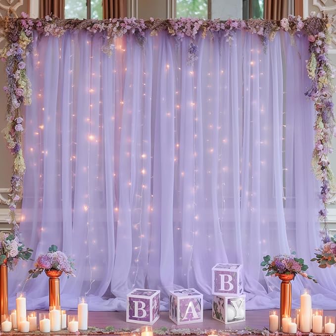 20x10ft Purple Tulle Backdrop Curtain - Image 2