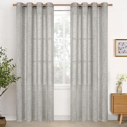 YoungsTex Dark Grey Linen Curtains 84 Inch Length 2 Panels by YoungsTex