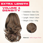 Ponytail Extension - 14" Claw Clip in Ponytail Hair Extensions Natural Soft Synthetic Layered Wavy Pony Tail Hair Pieces for Women - Light Brown