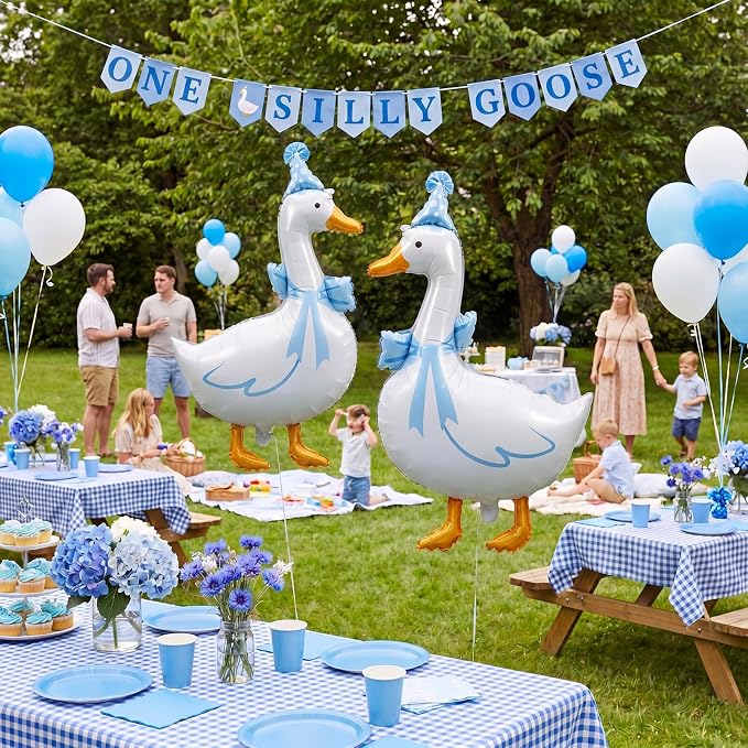 Soulchen 12 Pcs One Silly Goose Balloons Set 33" Giant White Goose Foil Balloons - Image 6